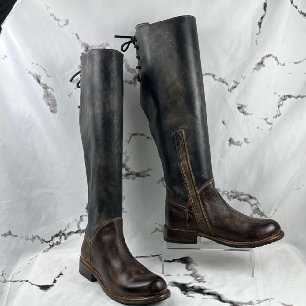 BED|STU Manchester Equestrian Two-Toned Dark Brown Leather Tall Boots Size 6